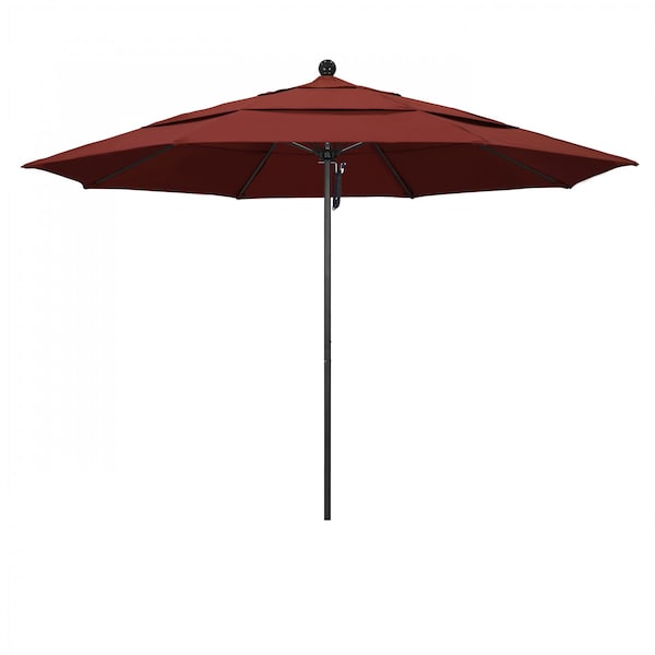 California Umbrella 11' Black Aluminum Market Patio Umbrella, Sunbrella Henna 194061333266 - main